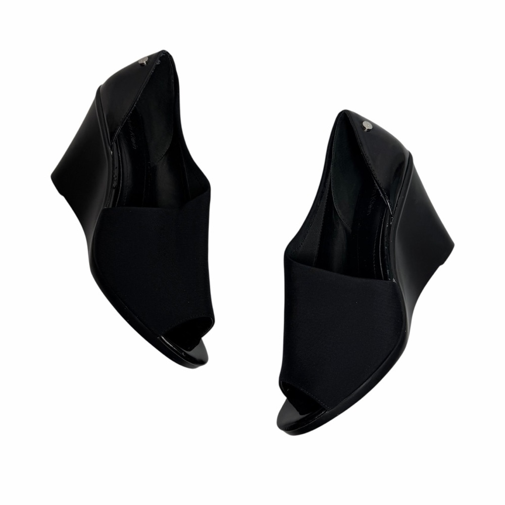 CALVIN KLEIN BLACK WOMEN WEDGES WITH SIDE CUT-OUT SIZE 8.5 NO BOX